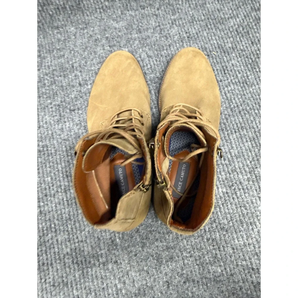 Vince‎ Camuto Mens Shoes Lannie Leather Lace Boots Mocha Cumberland Webbing 9m